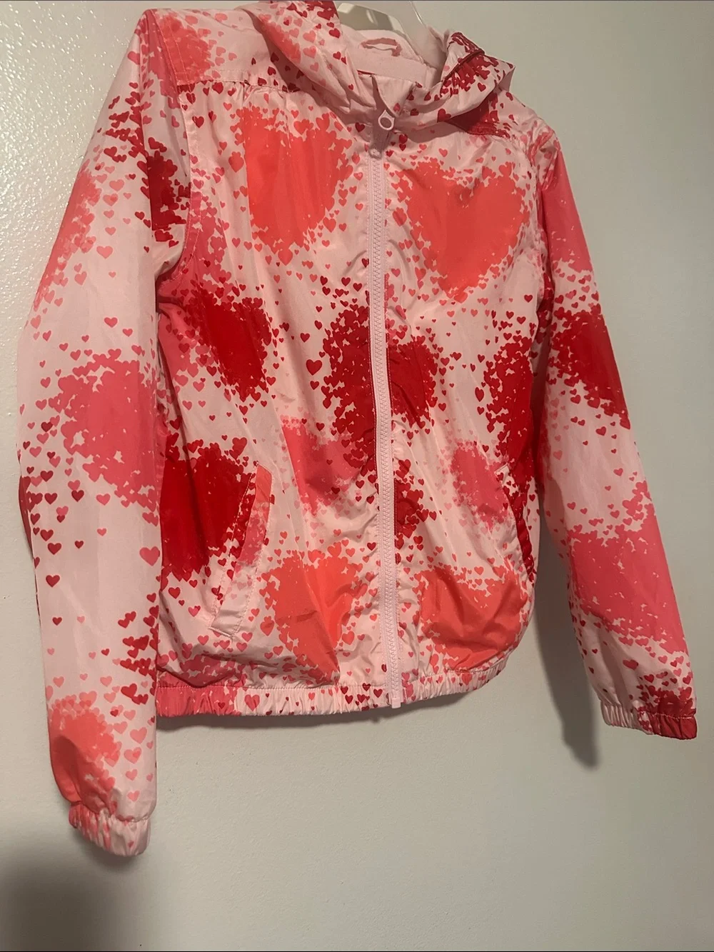 Gymboree Pink and Red Heart-Print Hooded Raincoat